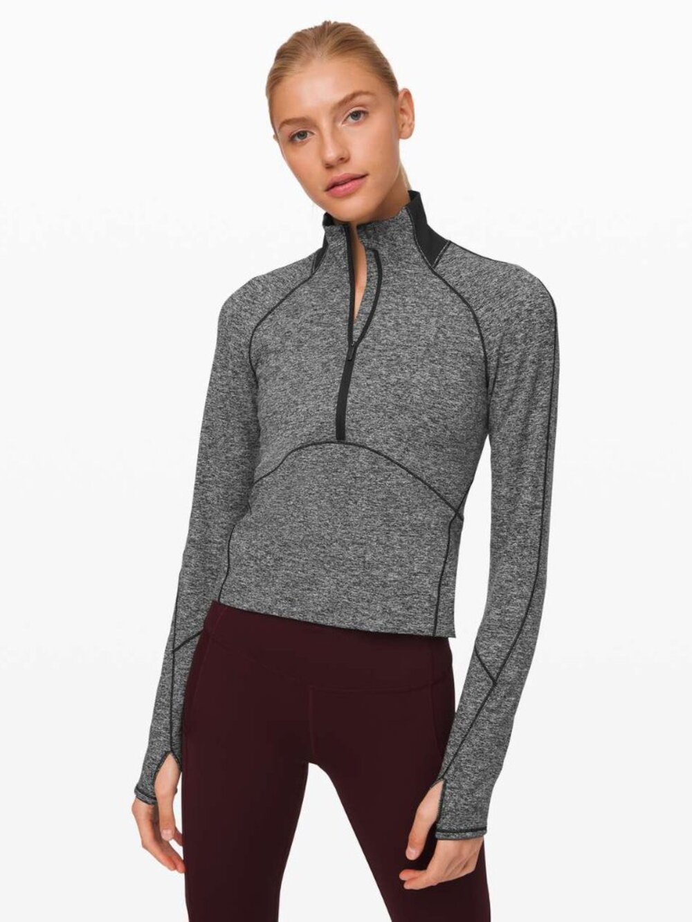 lululemon Heathered Black Always Alert 1/2 Zip Size 6